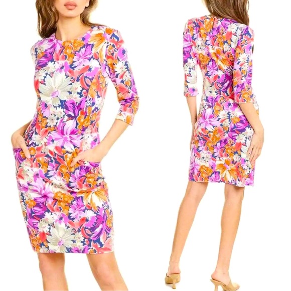 228.00 NWT J. MCLAUGHLIN M CATALYST PALMER FLORAL DRESS - Picture 2 of 9